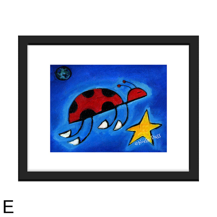 Ladybug Carrying A Wish E. Framed 11x14 paper with white border