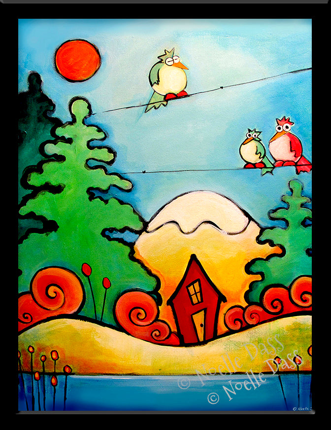 Birds with Cabin in the Woods Paper / 6x8 / Framed