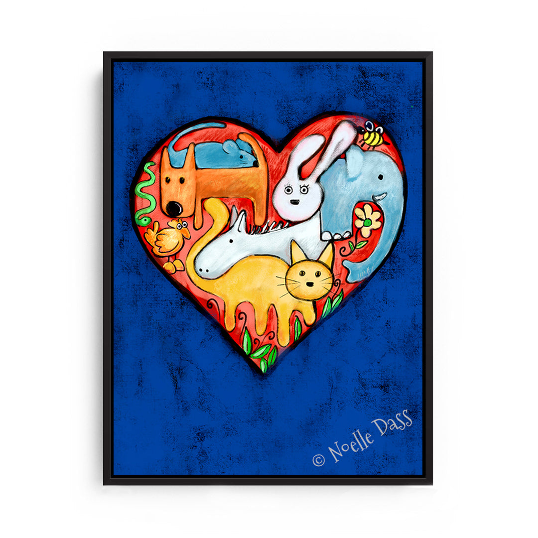 Love All Animals Canvas / 30x40 / Black Floating Frame