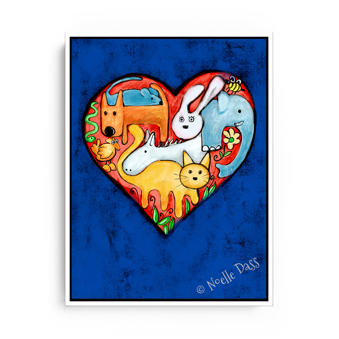 Love All Animals Canvas / 30x40 / White Floating Frame