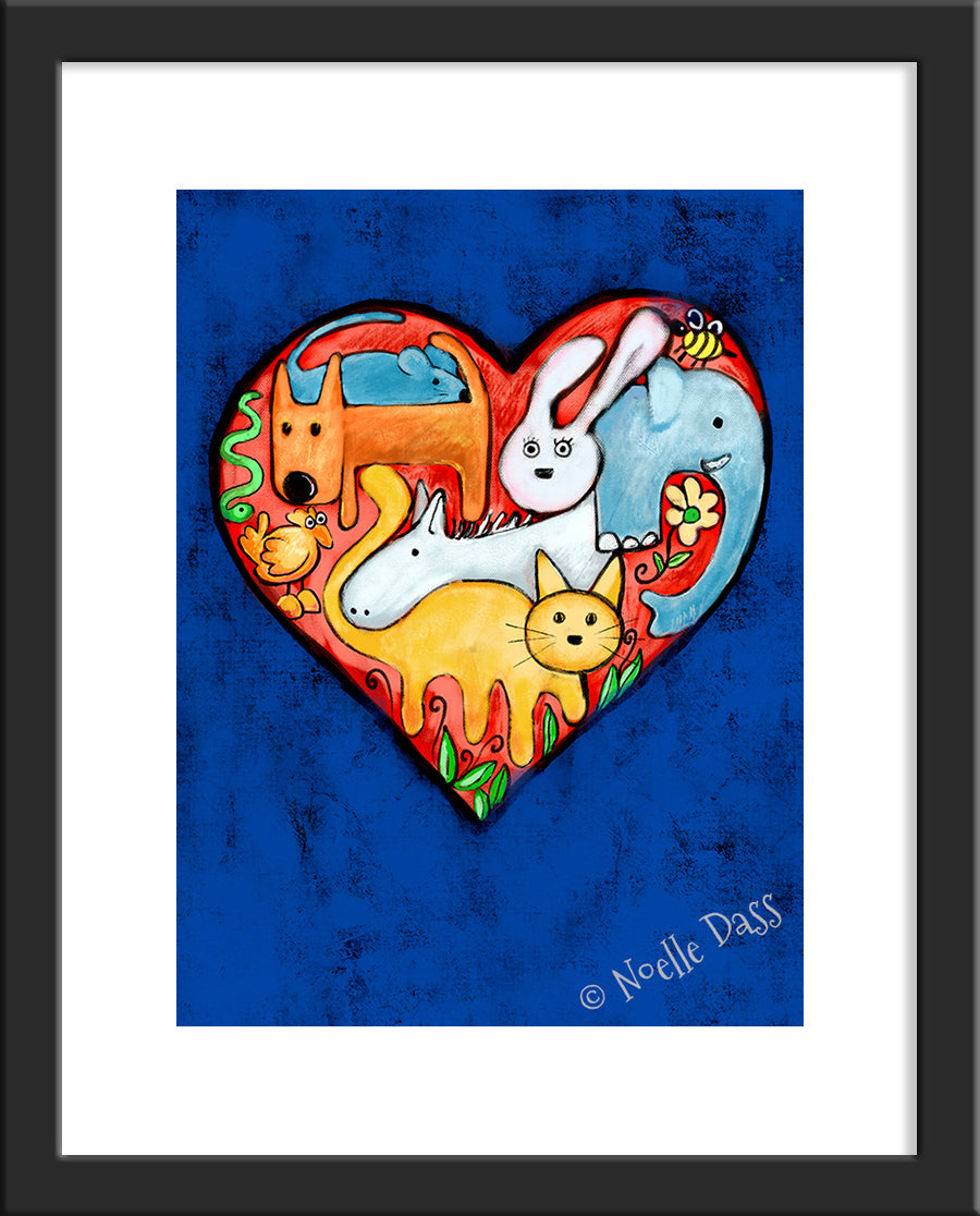 Love All Animals Paper / 11x14 with white border/image is 8x10 / Black Frame