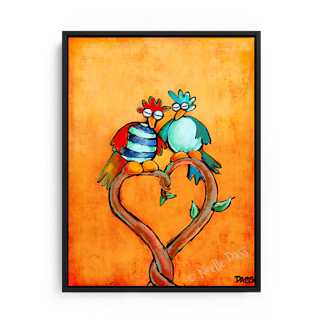 Love Birds Canvas / 11x14 / Black Floating Frame