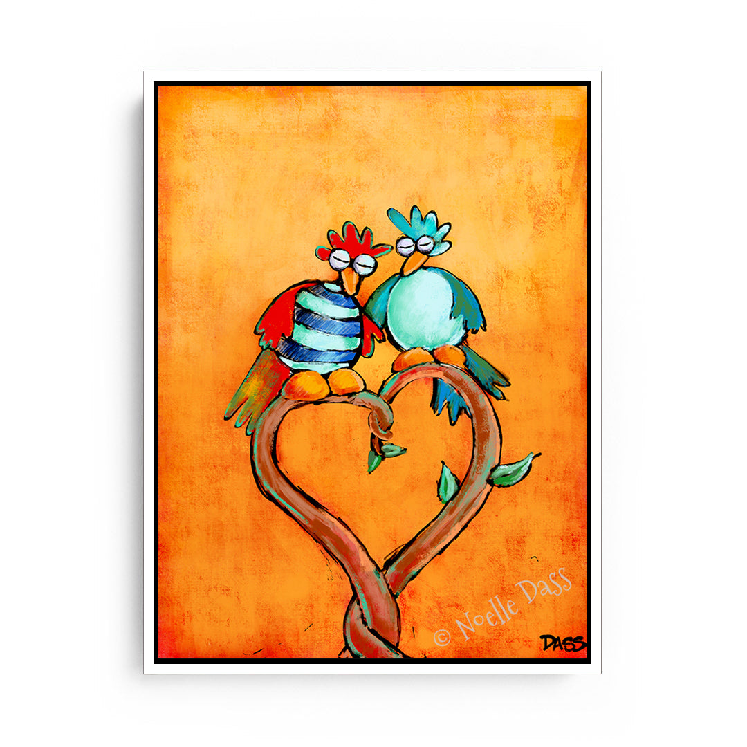 Love Birds Canvas / 11x14 / White Floating Frame