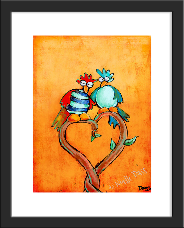 Love Birds Paper / 11x14 with white border/image is 8x10 / Black Frame