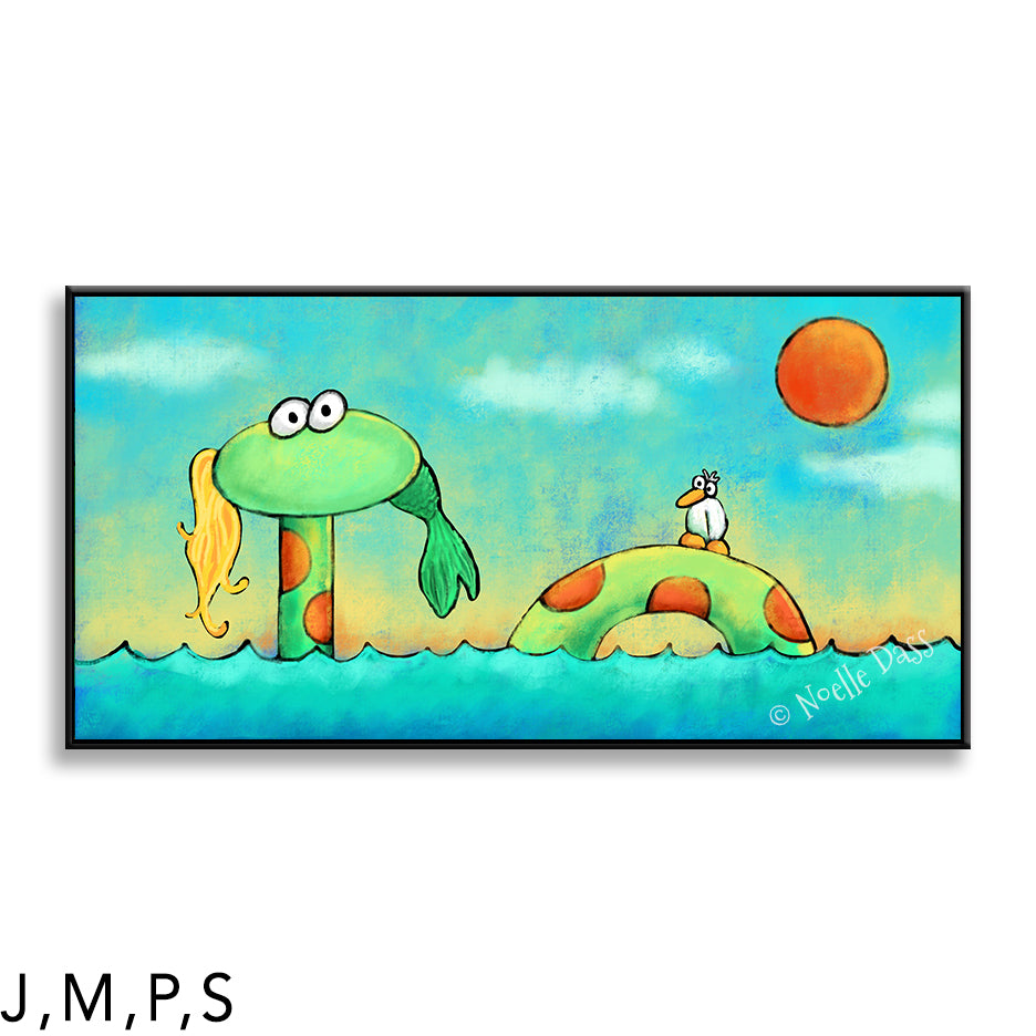 Mermaid? What mermaid? P: Framed Canvas - Black 24x48 in.