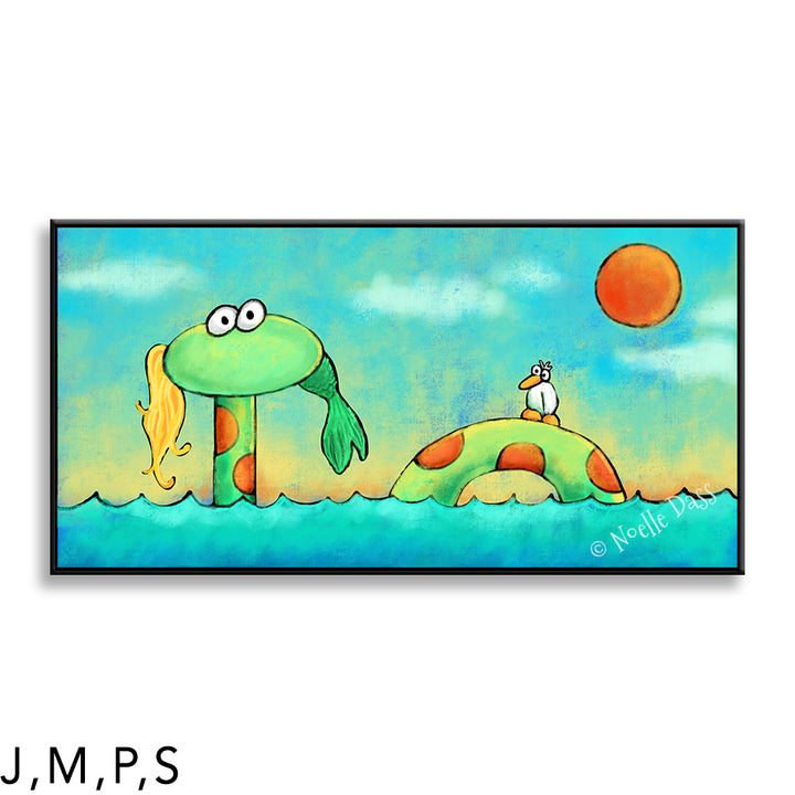 Mermaid? What mermaid? P: Framed Canvas - Black 24x48 in.