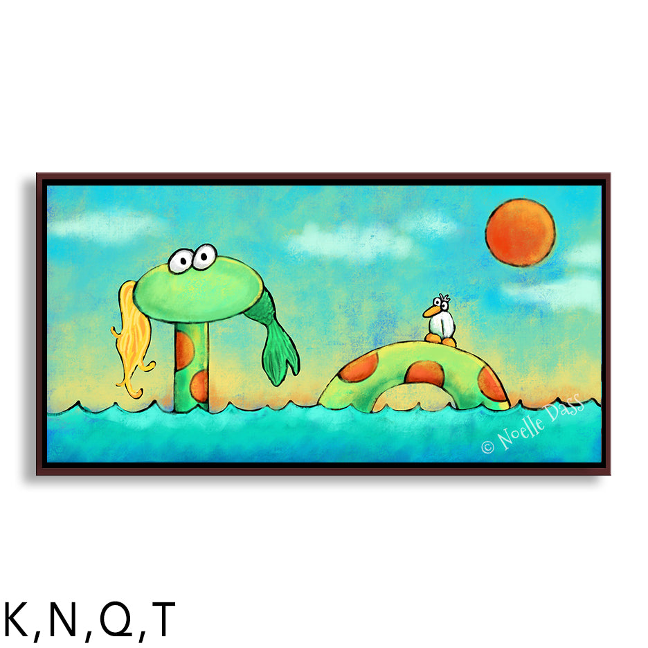 Mermaid? What mermaid? Q: Framed Canvas - Brown 24x48 in.