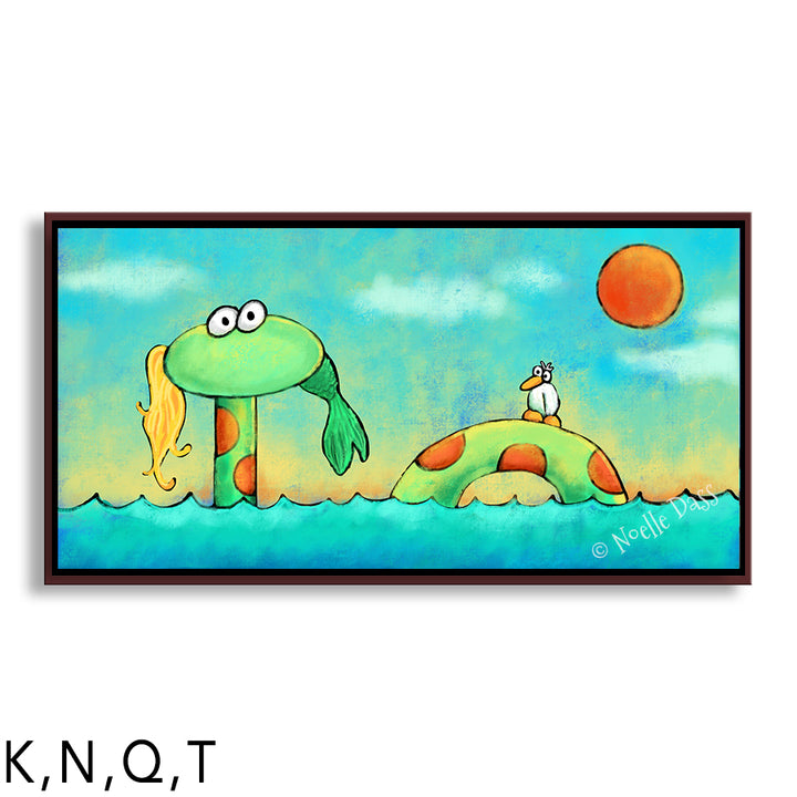 Mermaid? What mermaid? Q: Framed Canvas - Brown 24x48 in.