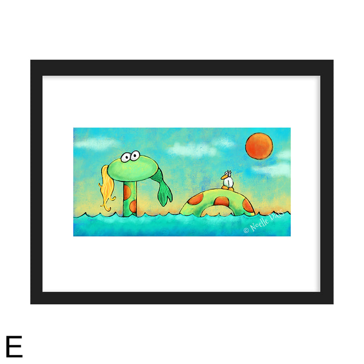 Mermaid? What mermaid? E. Framed 11x14 paper with white border - imags is 5x10