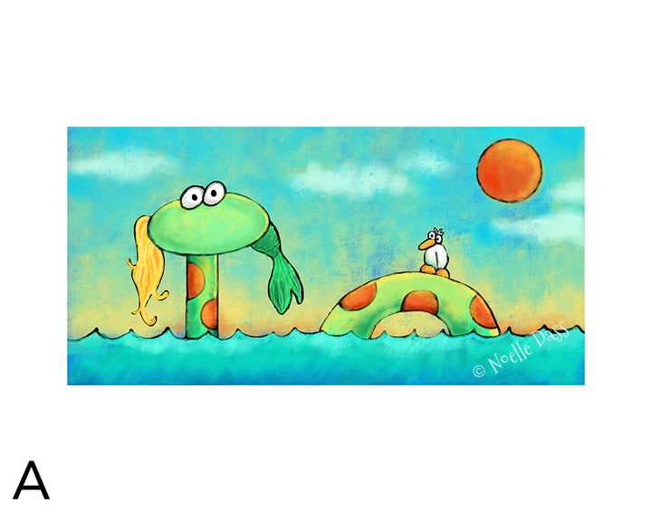 Mermaid? What mermaid? A. 11x14 in. archival paper with white border - image is 5.5x11.5