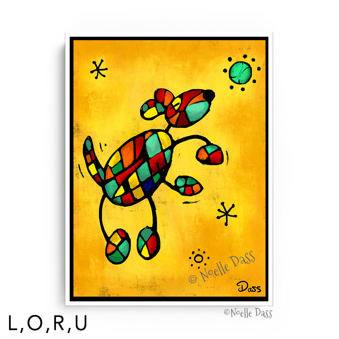 Miro's Dog U: Framed Canvas - White 30x40 in.