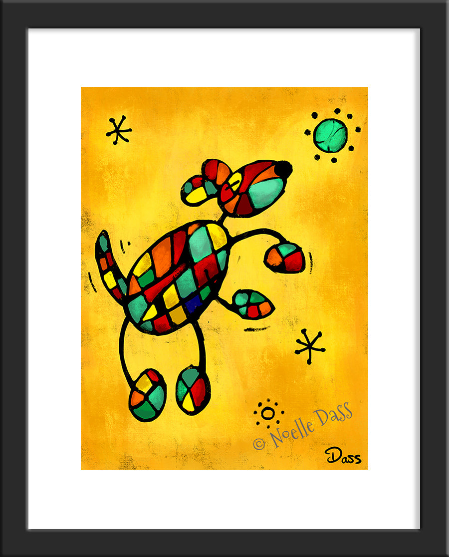 Miro's Dog Paper / 11x14 with white border/image is 8x10 / Black Frame