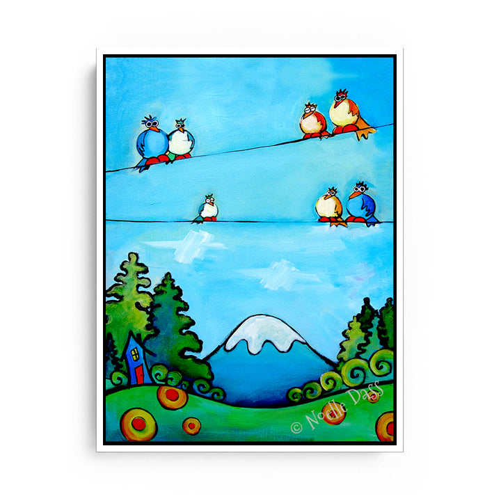 Mountain Birdscape Canvas / 11x14 / White Floating Frame