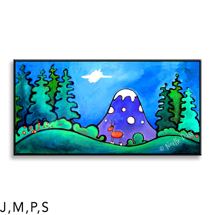 Mountain View | Deer P: Framed Canvas - Black 24x48 in.