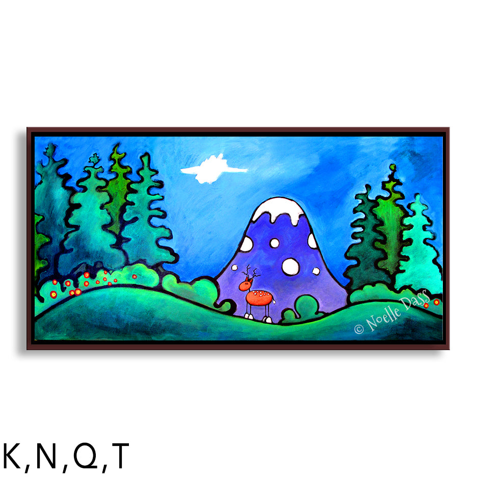 Mountain View | Deer Q: Framed Canvas - Brown 24x48 in.