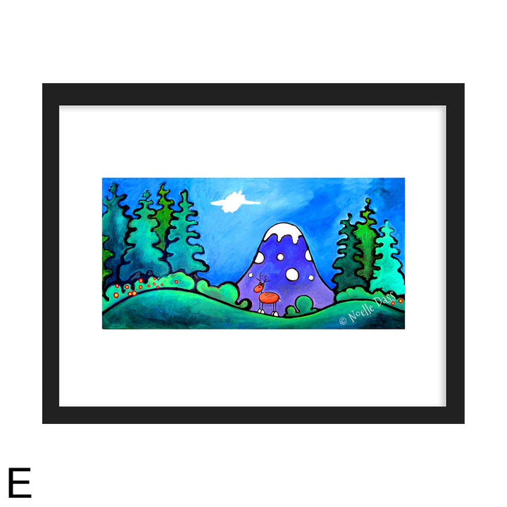 Mountain View | Deer E. Framed 11x14 paper with white border - imags is 5x10