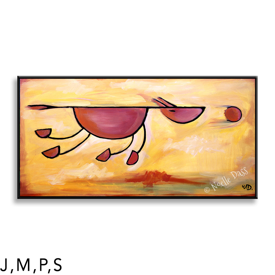 Must...Get...Ball!  Dog Art P: Framed Canvas - Black 24x48 in.