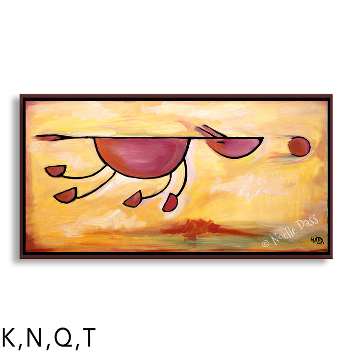 Must...Get...Ball!  Dog Art Q: Framed Canvas - Brown 24x48 in.