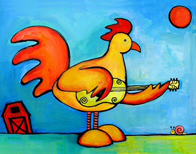 Rooster Playing Guitar For Snail