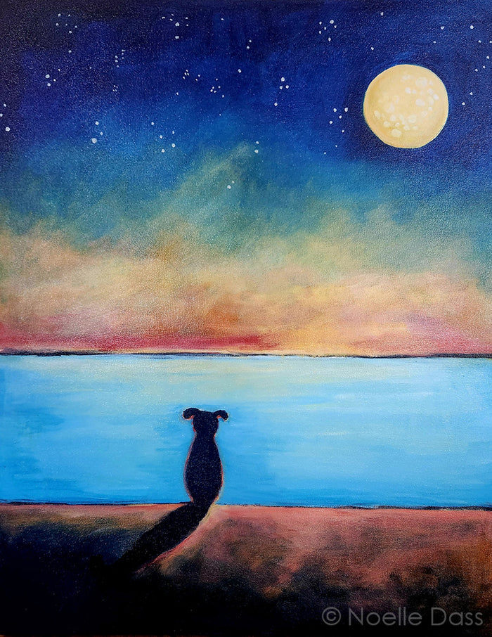 Contemplation Dog on Beach Acrylic 24x30x1.5