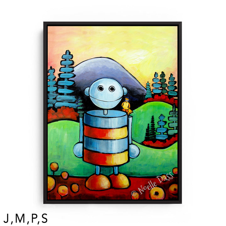 I Will Not Be Assimilated | Robot in Nature S: Framed Canvas - Black 30x40 in.
