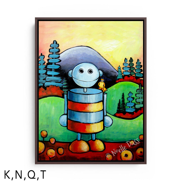I Will Not Be Assimilated | Robot in Nature T: Framed Canvas - Brown 30x40 in.
