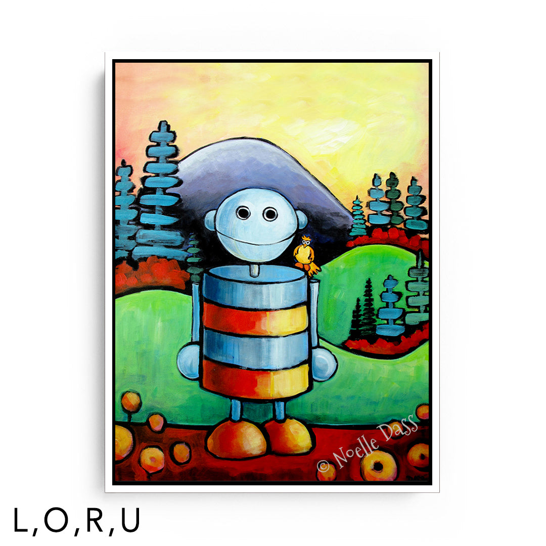 I Will Not Be Assimilated | Robot in Nature U: Framed Canvas - White 30x40 in.