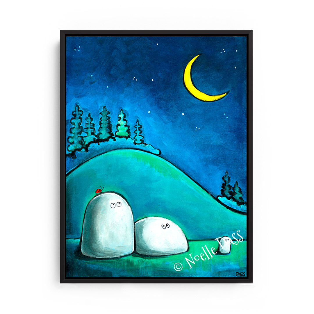 Rocks Gazing at Moon Canvas / 11x14 / Black Floating Frame