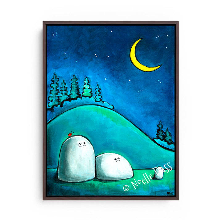 Rocks Gazing at Moon Canvas / 11x14 / Espresso Floating Frame