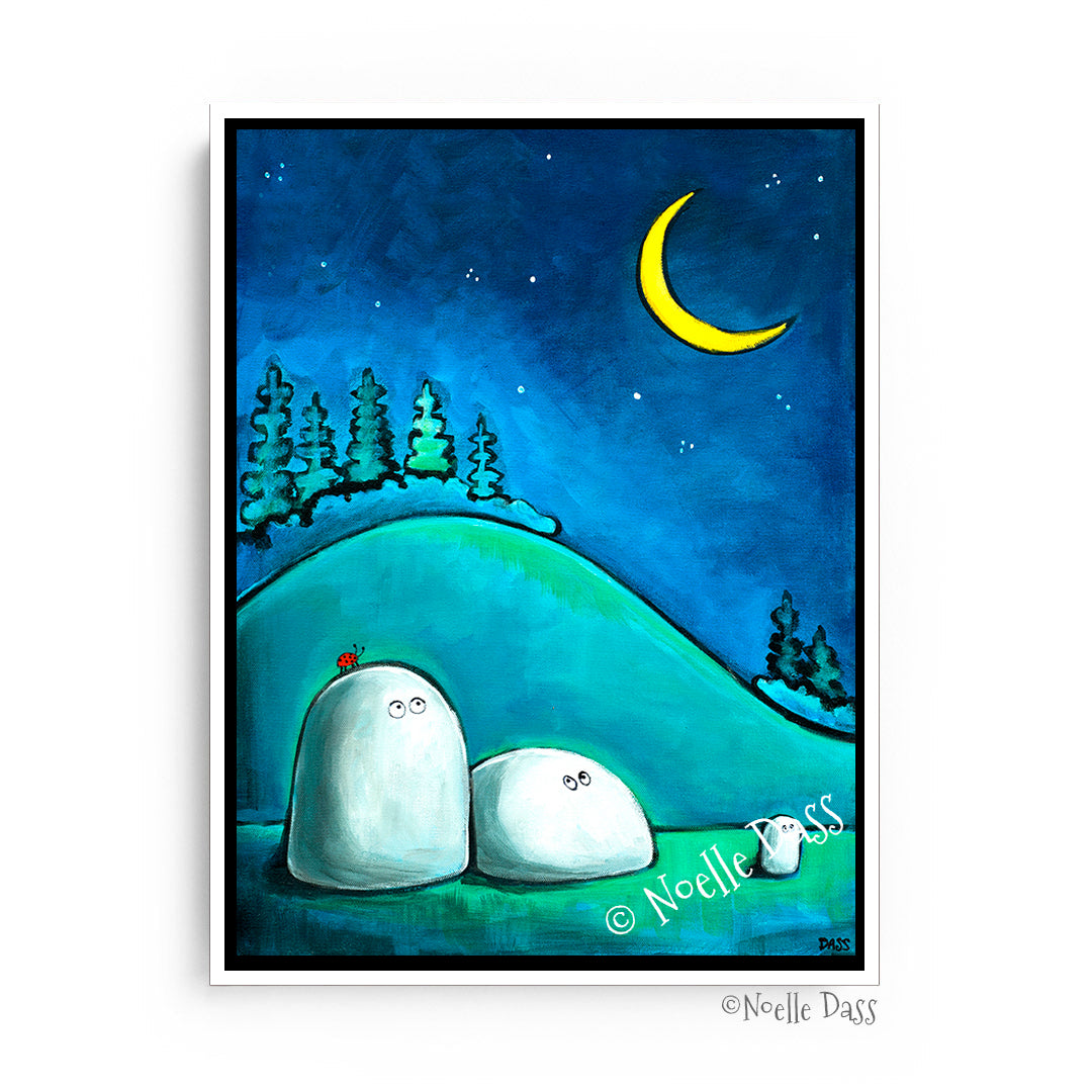 Rocks Gazing at Moon Canvas / 11x14 / White Floating Frame