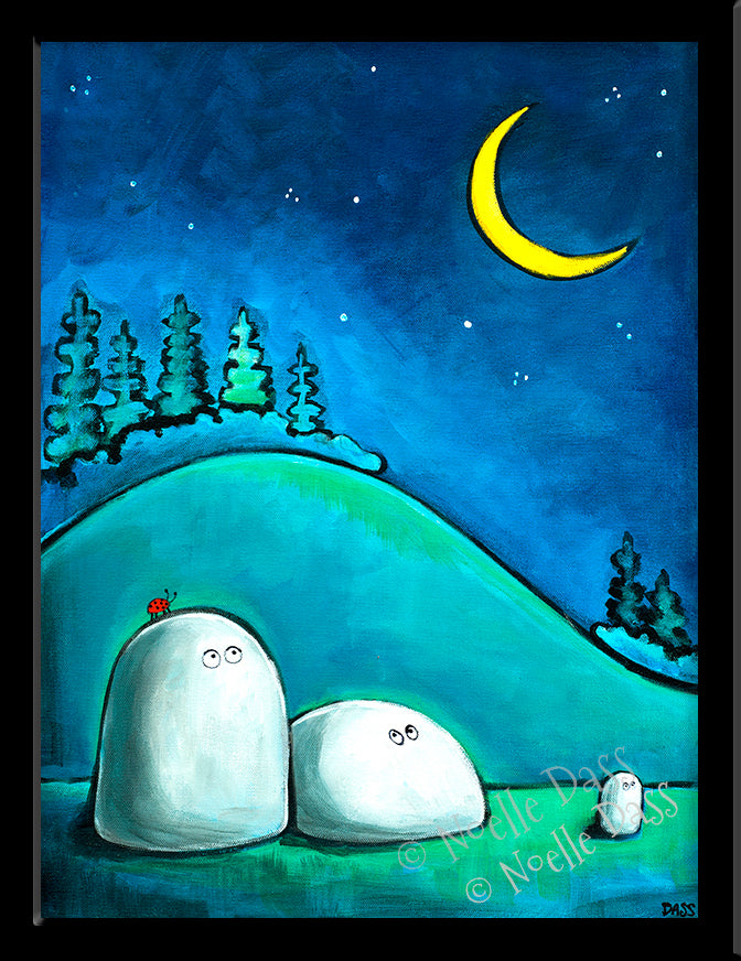 Rocks Gazing at Moon Paper / 6x8 / Framed