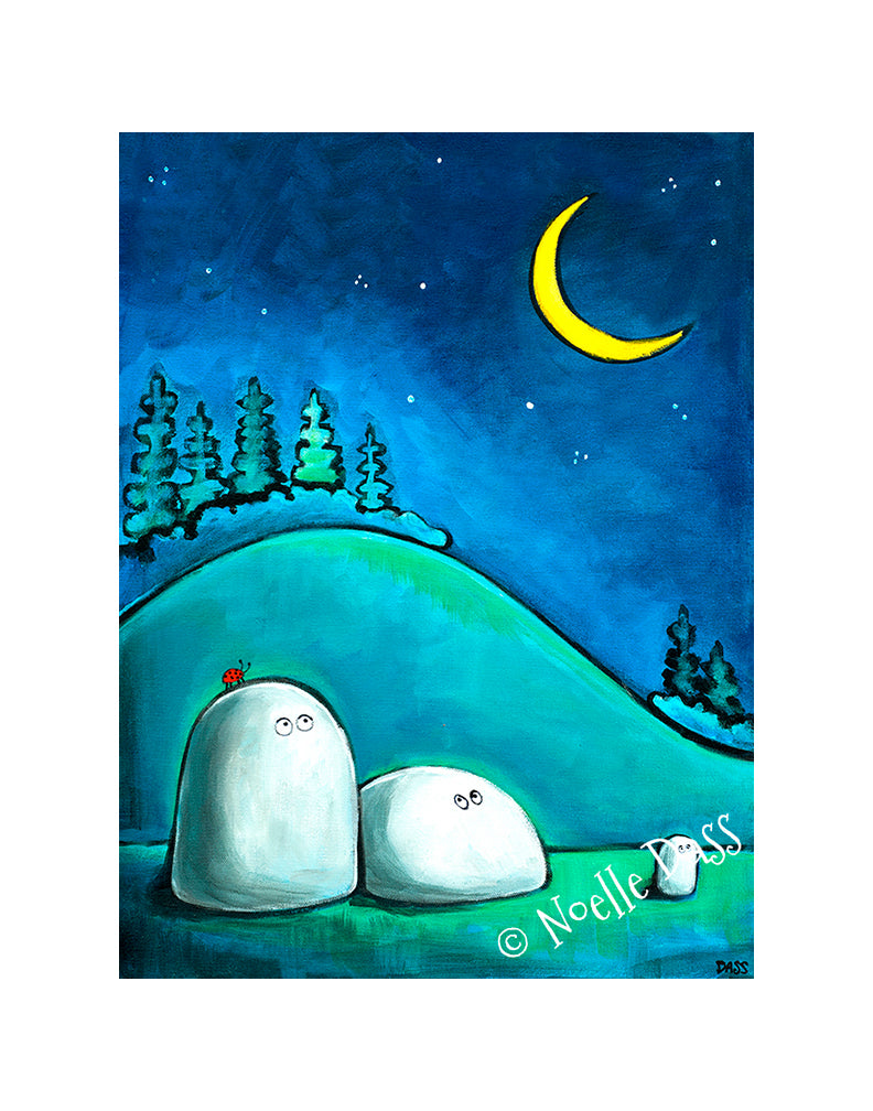 Rocks Gazing at Moon Paper / 11x14 with white border/image is 8x10 / Unframed