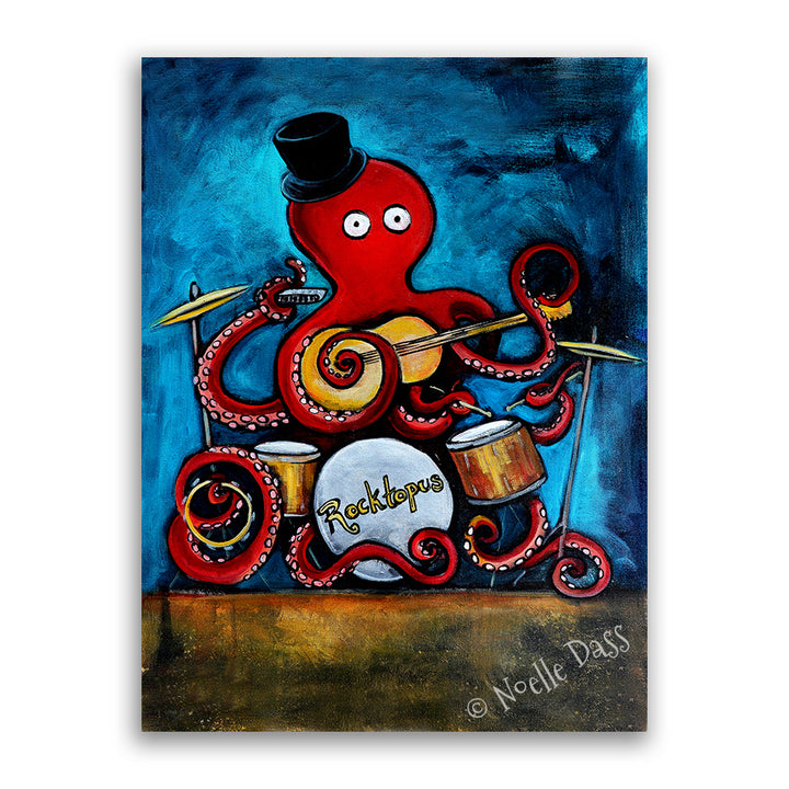 Rocktopus Octopus Musician Art Canvas / 11x14 / Unframed