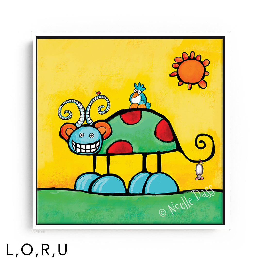 It's a Snarleywink (Art from Be Who You Are book) framed canvas art print with a white floating frame by Noelle Dass