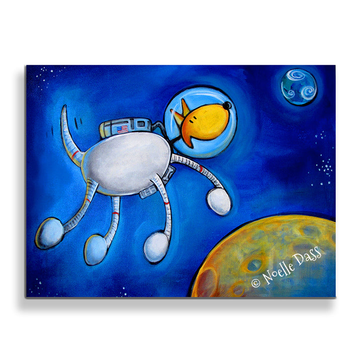 Space Walk NASA Dog Canvas / 11x14 / Unframed