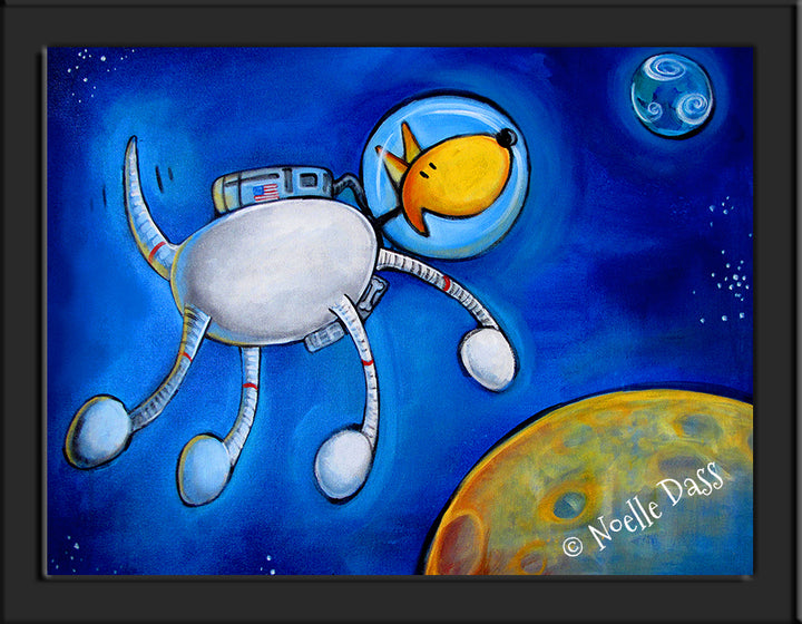 Space Walk NASA Dog Paper / 6x8 / Framed