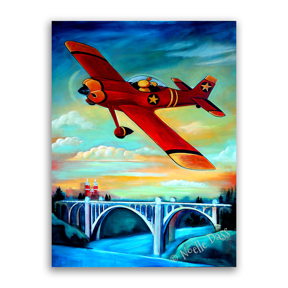 Pilot Dog over Spokane Canvas / 11x14 / Unframed