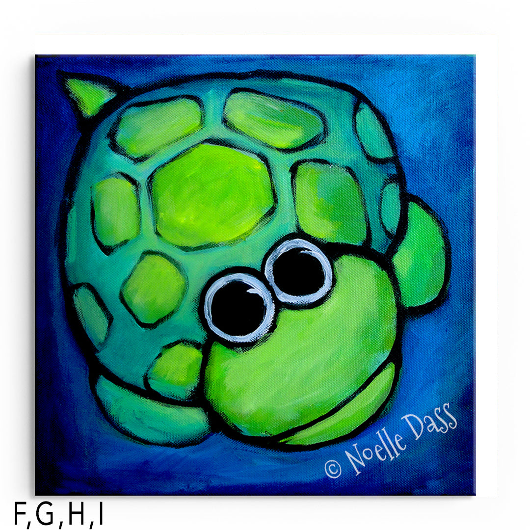 Turtle Gazing at Moon F. Canvas 12x12 in