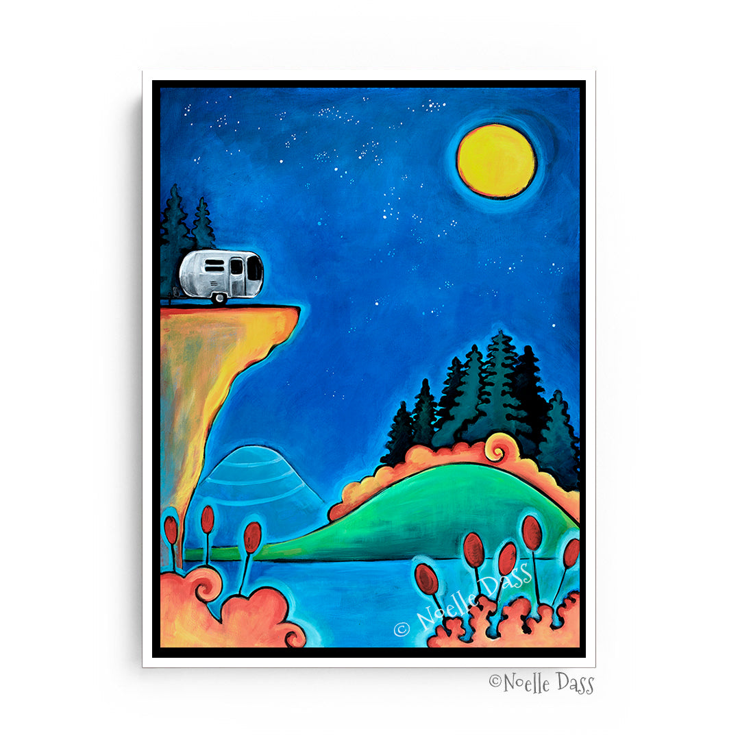The Road Less Traveled Camping Airstream Art Canvas / 11x14 / White Floating Frame