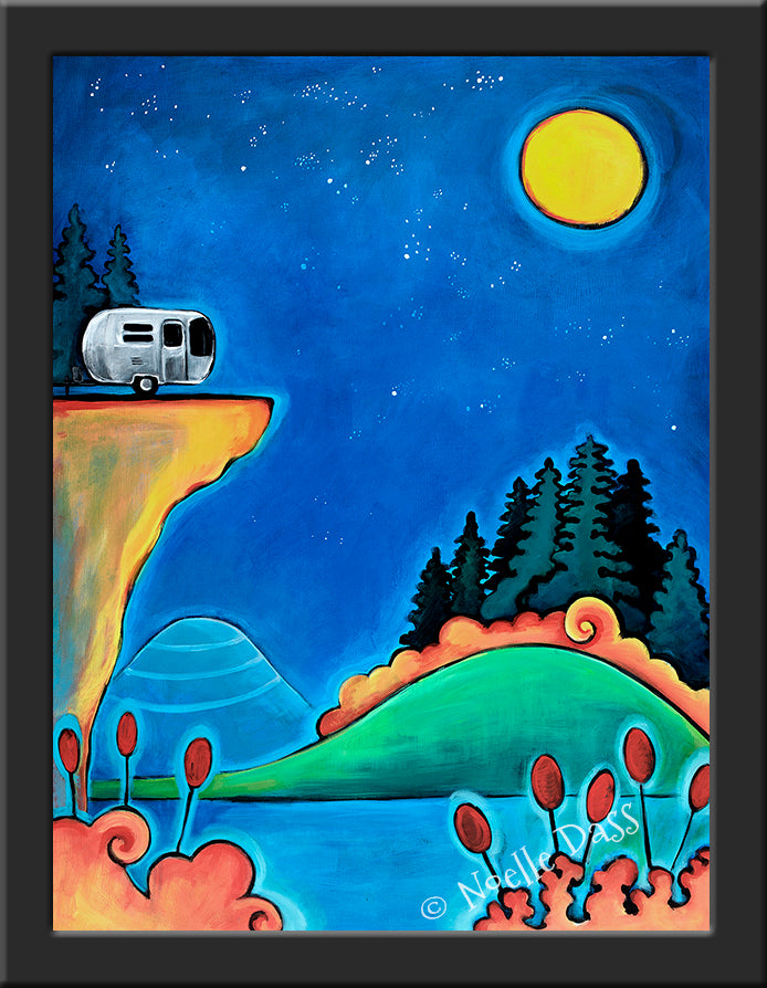 The Road Less Traveled Camping Airstream Art Paper / 6x8 / Framed