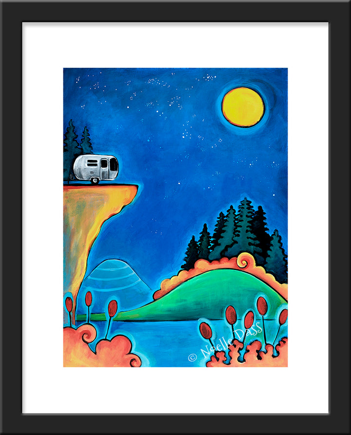The Road Less Traveled Camping Airstream Art Paper / 11x14 with white border/image is 8x10 / Black Frame