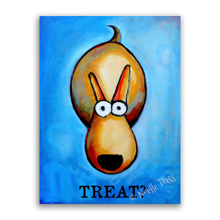 Treat?! Dog art Canvas / 11x14 / Unframed