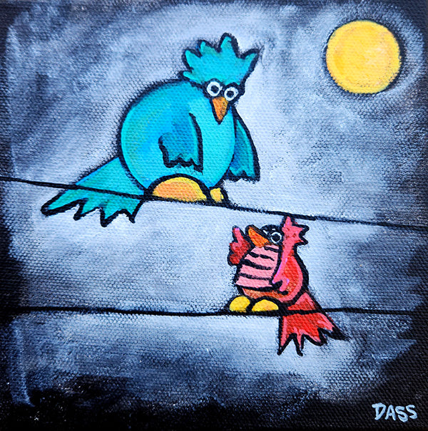 Finding Connection SERIES | Two Birds | 6x6 | Original acrylic on canvas