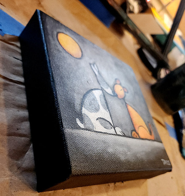 Finding Connection SERIES | Two Dogs | Original 6x6 Acrylic on canvas