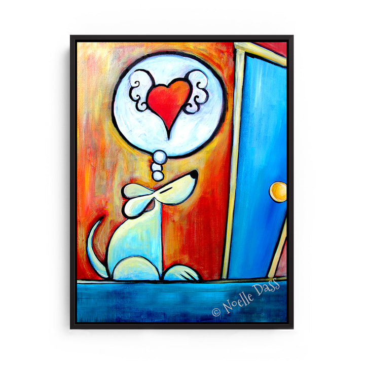 Waiting for you... Dog Art Canvas / 11x14 / Black Floating Frame