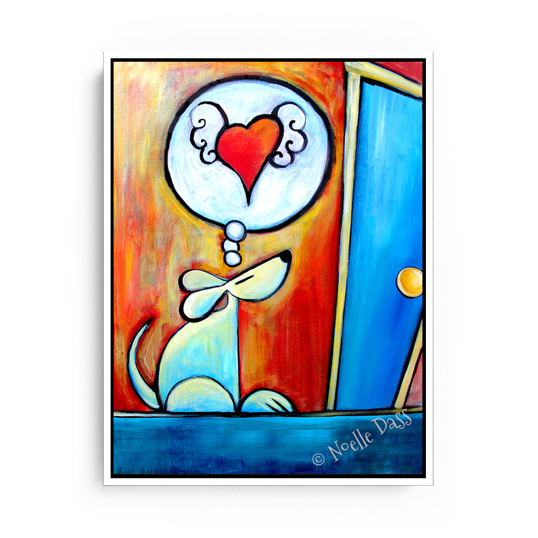 Waiting for you... Dog Art Canvas / 11x14 / White Floating Frame