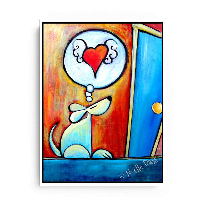 Waiting for you... Dog Art Canvas / 11x14 / White Floating Frame