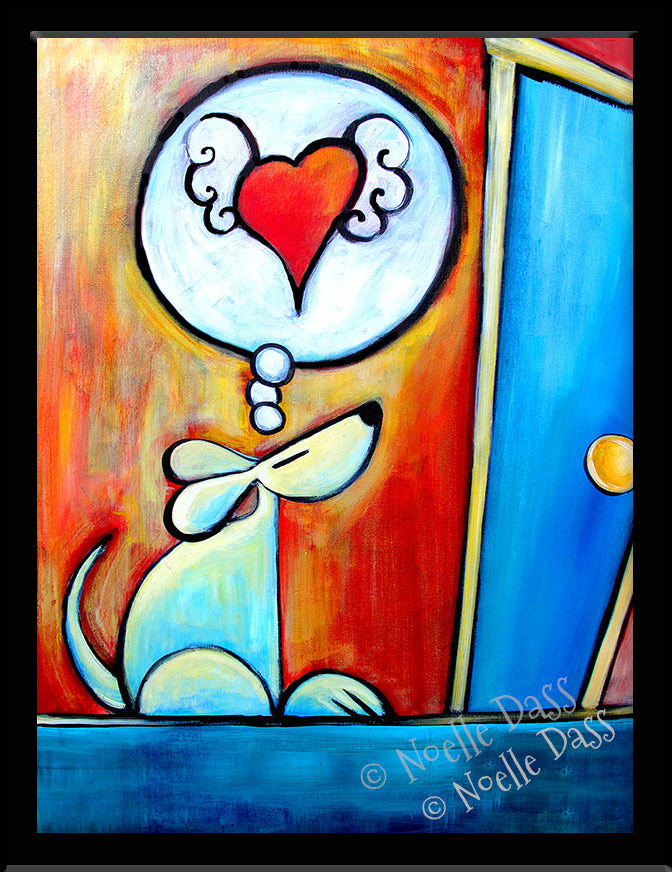 Waiting for you... Dog Art Paper / 6x8 / Framed