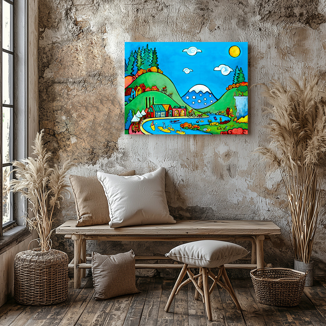 Dreamy colorful Oregon landscape with rolling hills, Pacific Northwest landscape art print