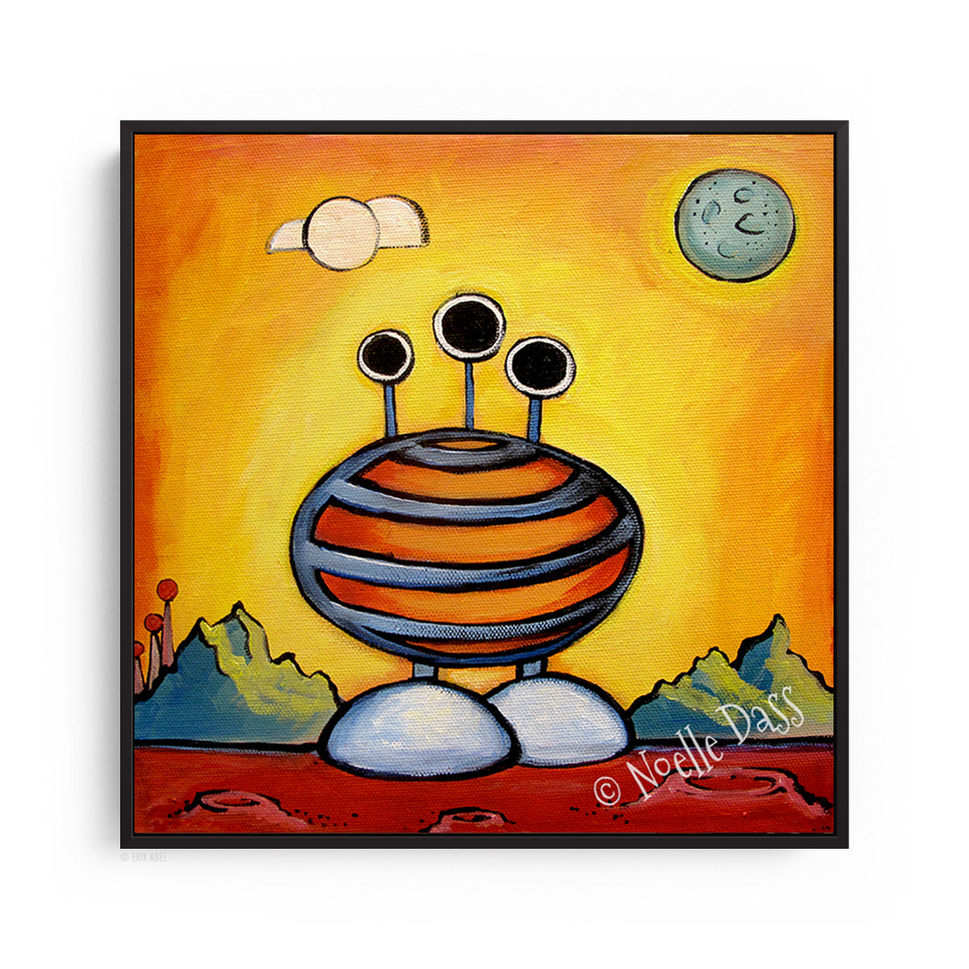 Alien in Striped Pajamas Canvas / 30x30 / Black Floating Frame